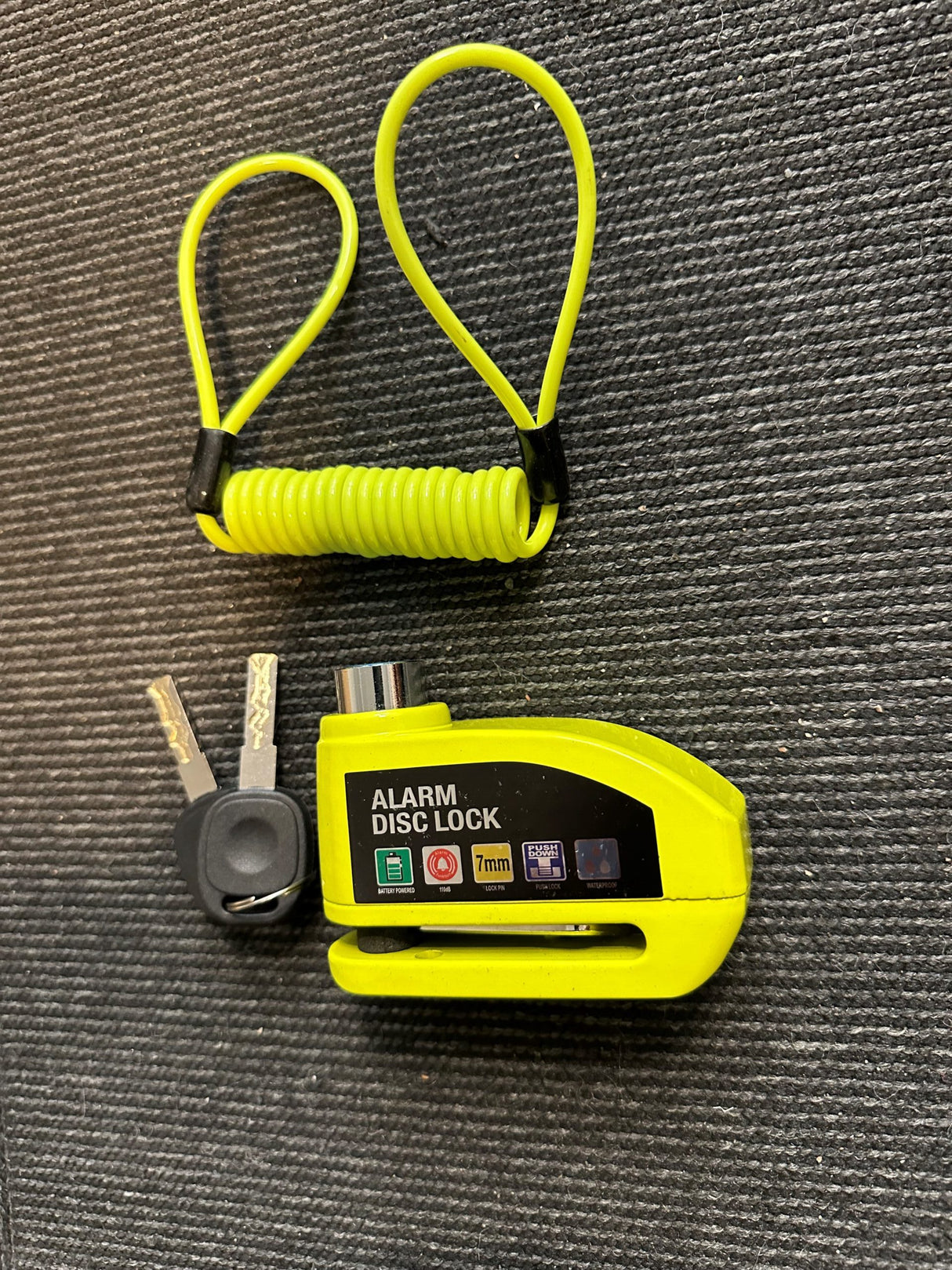 Lås till skivbroms med larm 110db